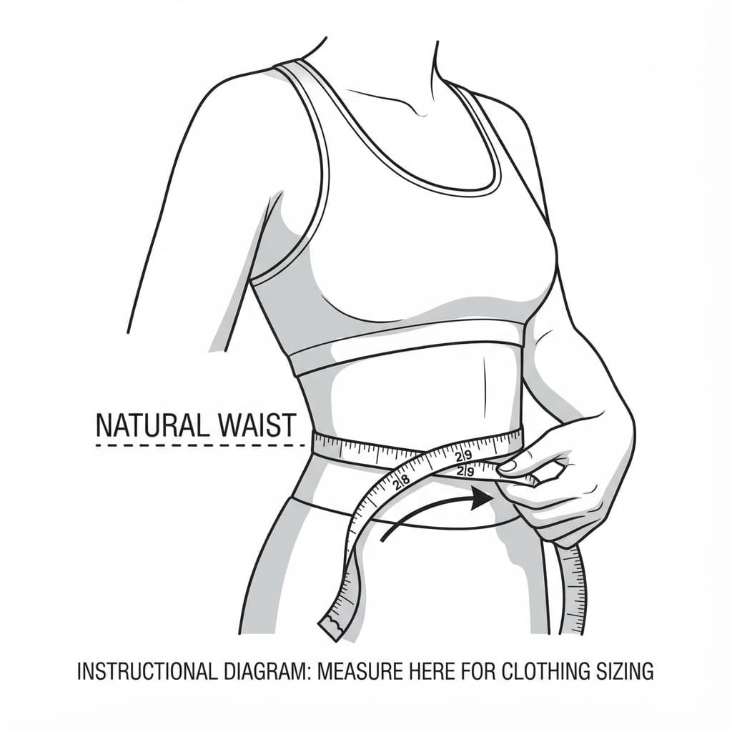 How to measure natural waist for clothing size - measuring tape around narrowest part of torso