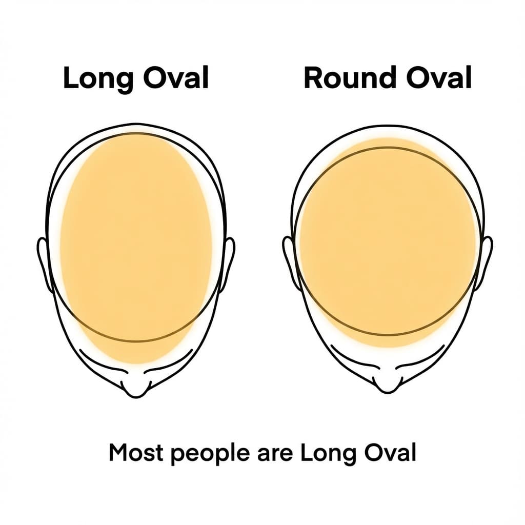 Diagram comparing Long Oval vs Round Oval head shapes