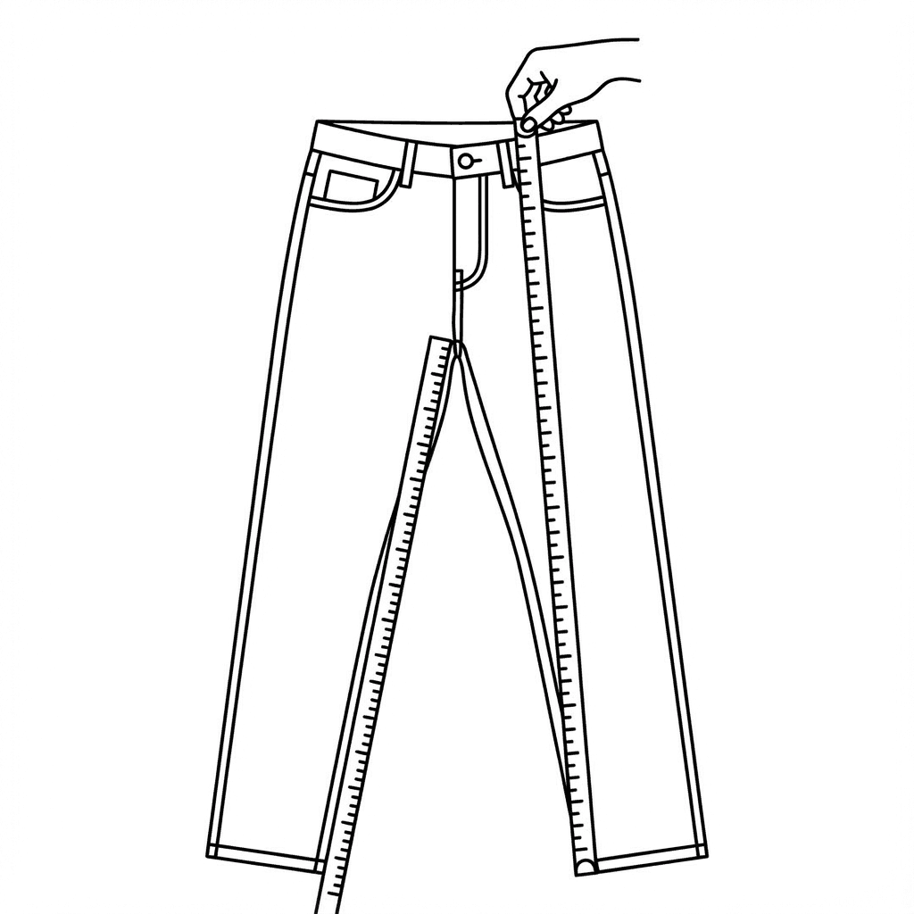 How to measure jeans front rise - from crotch seam to top of waistband