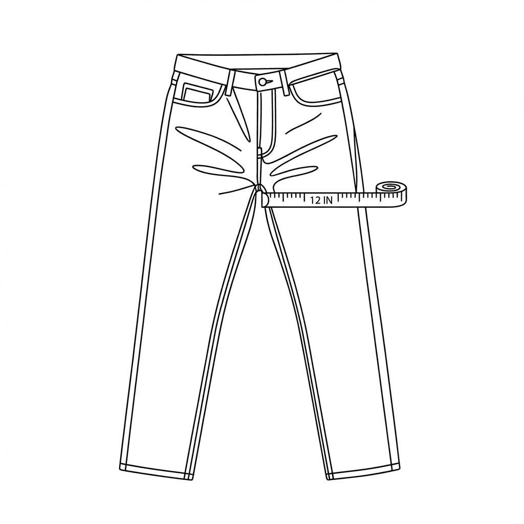 How to measure jeans thigh width - measuring tape across widest part of thigh