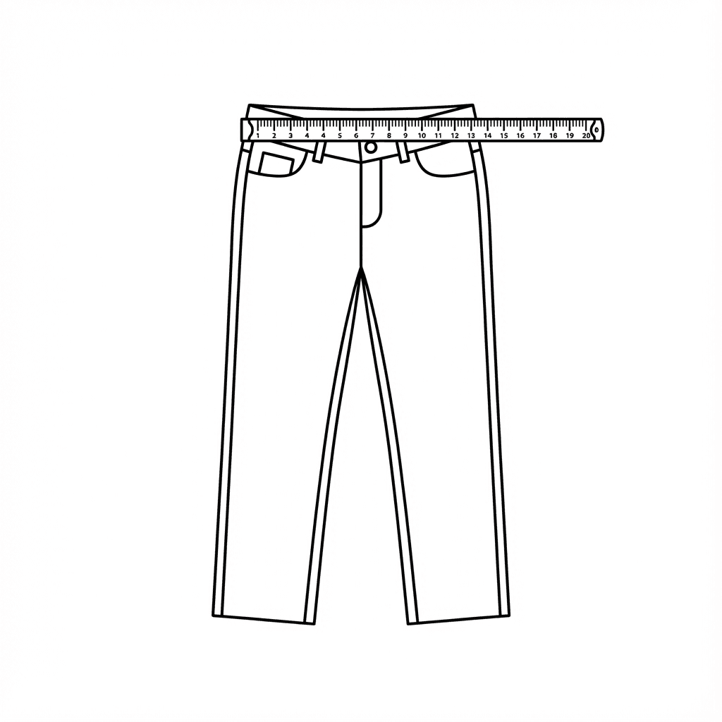 How to measure jeans waist size - measuring tape around waistband of jeans