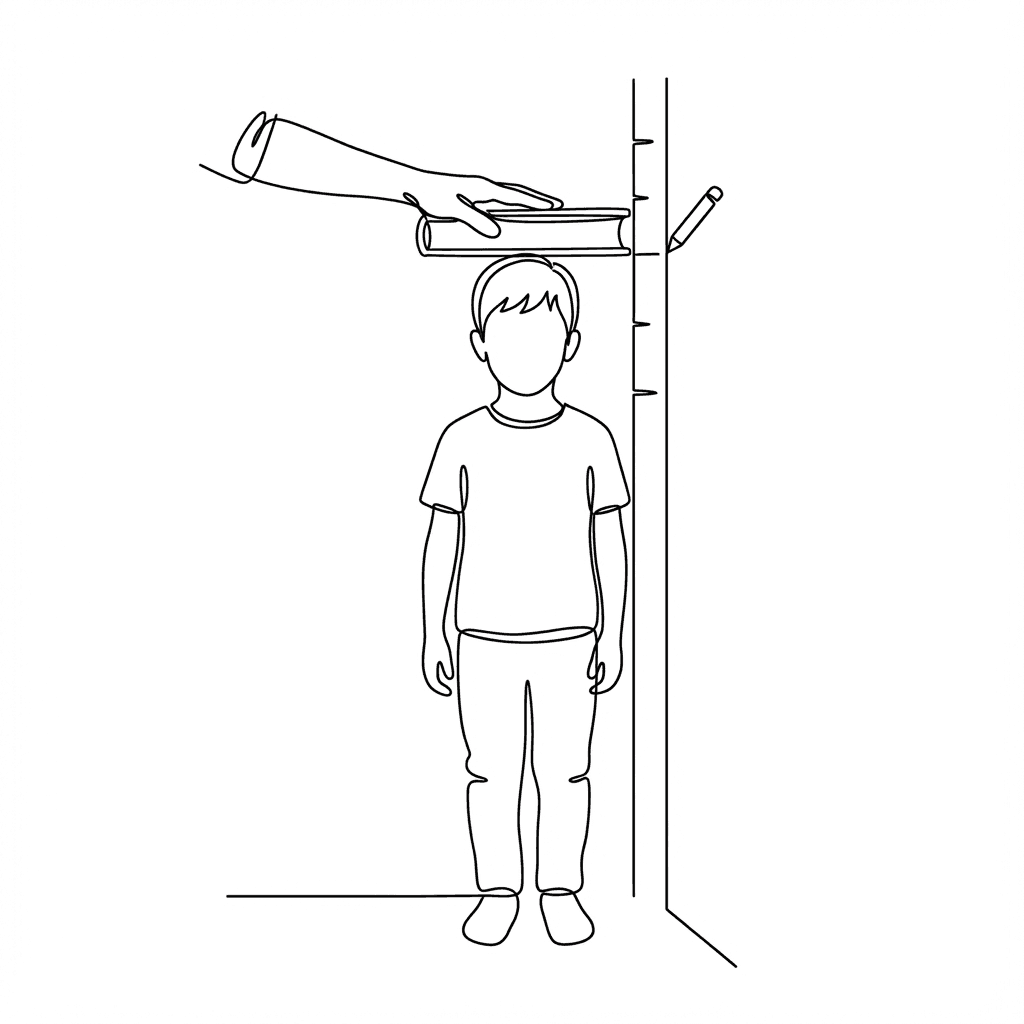 How to measure child height for kids clothing size - measuring from head to floor